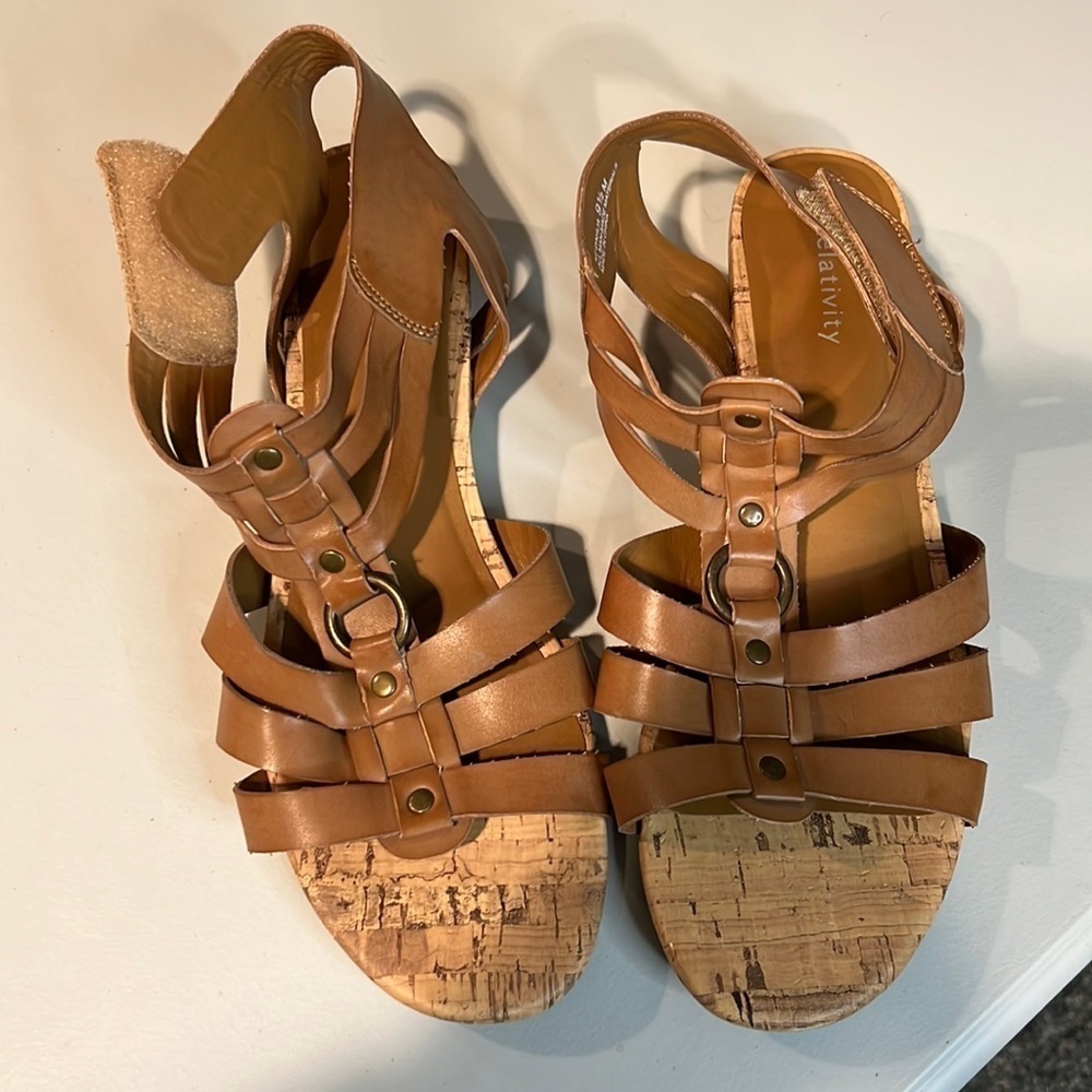 Relativity Strappy Sandals with Wedge Ankle Strap Size 9.5